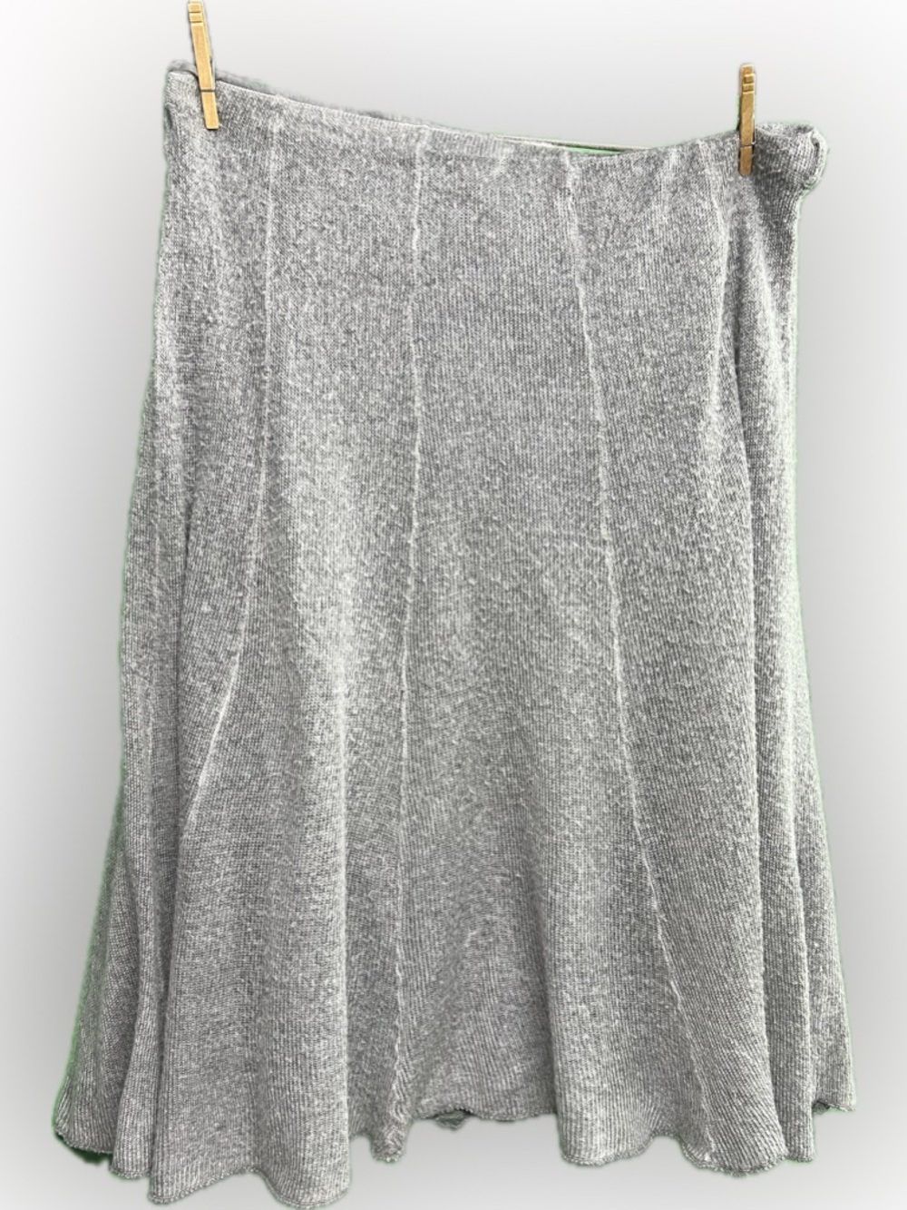 Soft Surroundings Silver-Gray A-Line Knit Skirt Fully Line with Lace Trim Slip